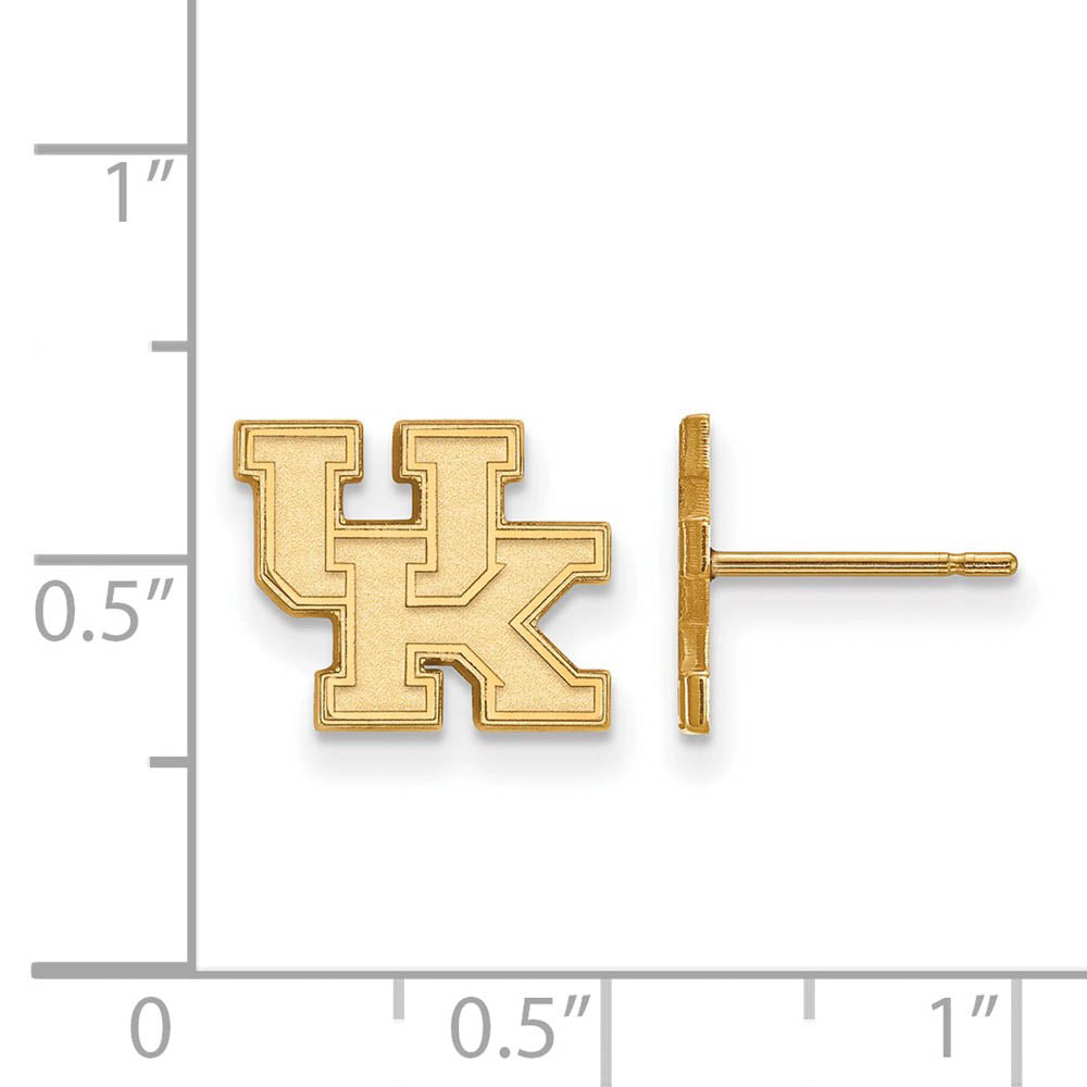 Alternate view of the 10k Yellow Gold University of Kentucky XS (Tiny) 'UK' Post Earrings by The Black Bow Jewelry Co.