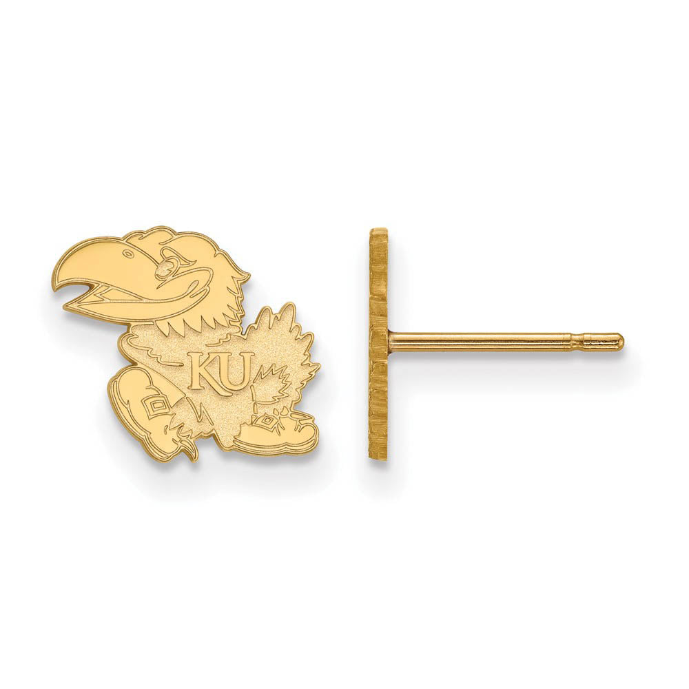 10k Yellow Gold University of Kansas XS (Tiny) Mascot Post Earrings, Item E15784 by The Black Bow Jewelry Co.