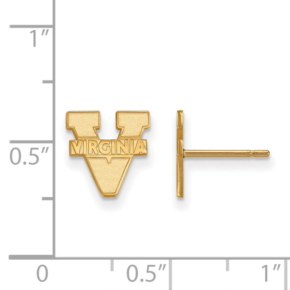 Alternate view of the 10k Yellow Gold University of Virginia XS (Tiny) Post Earrings by The Black Bow Jewelry Co.