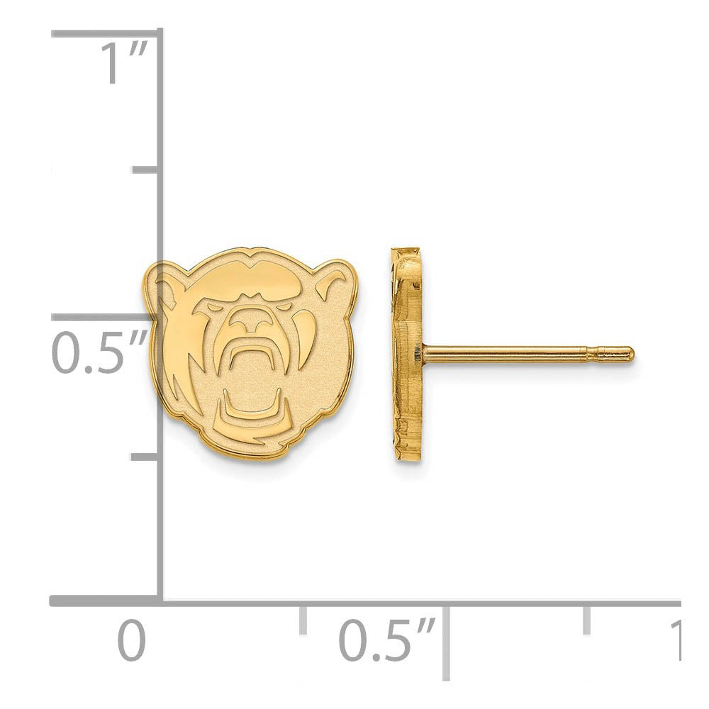 Alternate view of the 10k Yellow Gold Baylor University XS (Tiny) Post Earrings by The Black Bow Jewelry Co.