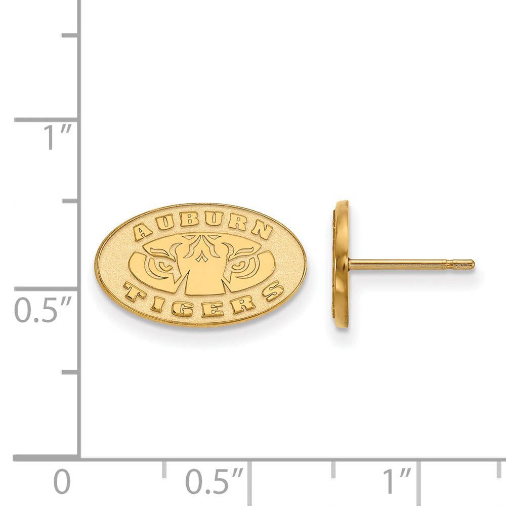 Alternate view of the 10k Yellow Gold Auburn University XS (Tiny) Post Earrings by The Black Bow Jewelry Co.