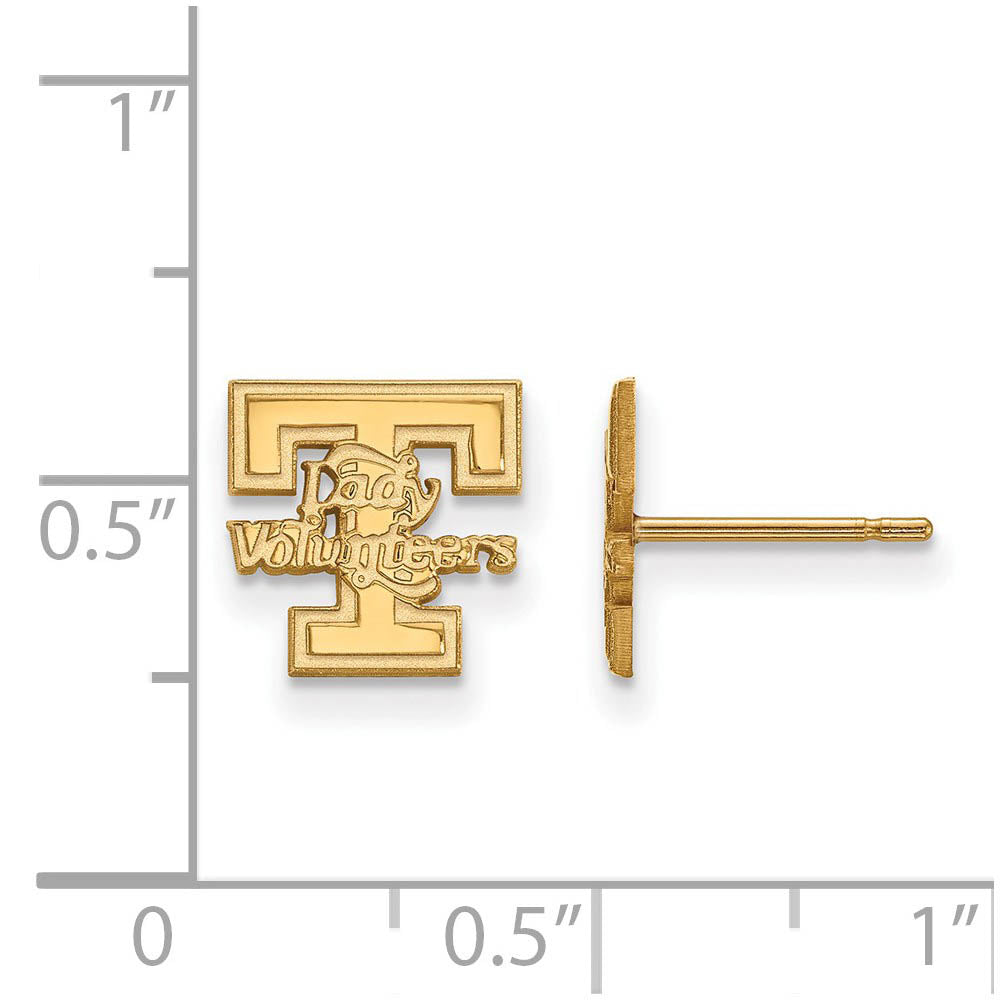 Alternate view of the 10k Yellow Gold University of Tennessee XS (Tiny) Post Earrings by The Black Bow Jewelry Co.