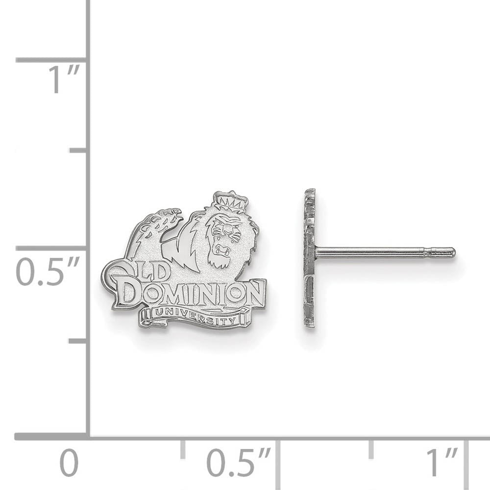 Alternate view of the 14k White Gold Old Dominion University XS (Tiny) Post Earrings by The Black Bow Jewelry Co.