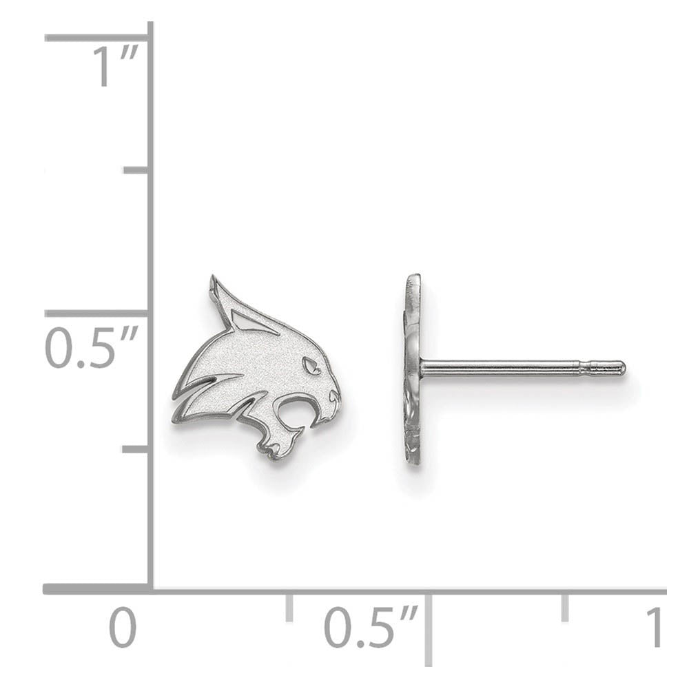 Alternate view of the 14k White Gold Texas State University XS (Tiny) Post Earrings by The Black Bow Jewelry Co.