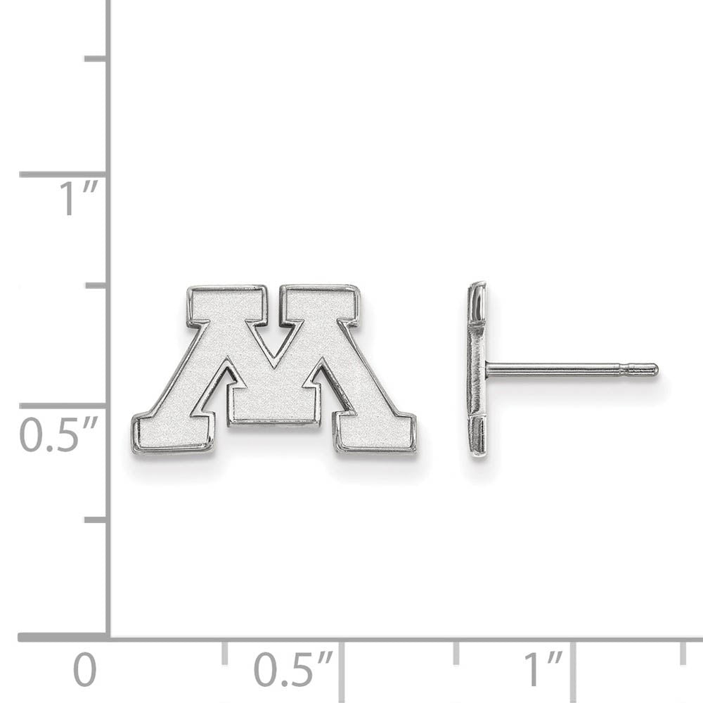 Alternate view of the 14k White Gold University of Minnesota XS (Tiny) Post Earrings by The Black Bow Jewelry Co.
