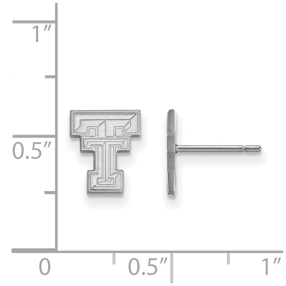 Alternate view of the 14k White Gold Texas Tech University XS (Tiny) Post Earrings by The Black Bow Jewelry Co.