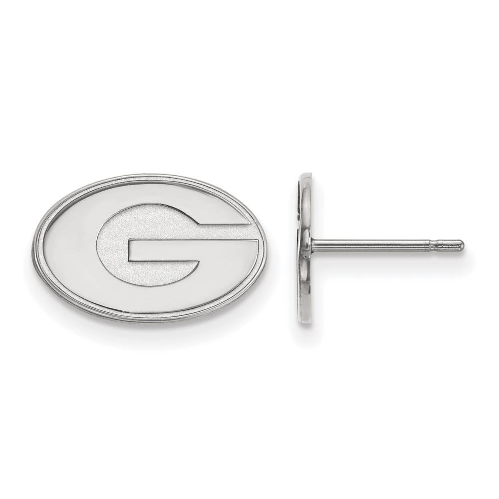 14k White Gold University of Georgia XS (Tiny) 'G' Post Earrings, Item E15903 by The Black Bow Jewelry Co.