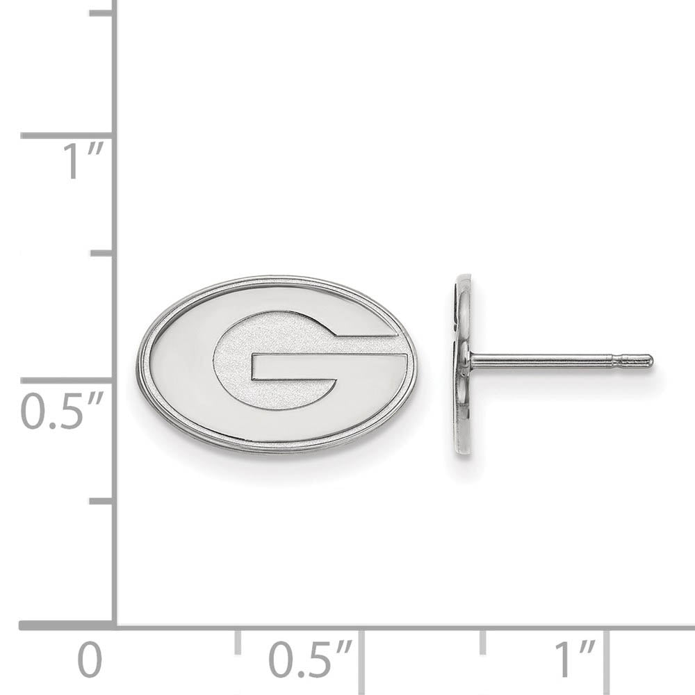 Alternate view of the 14k White Gold University of Georgia XS (Tiny) 'G' Post Earrings by The Black Bow Jewelry Co.