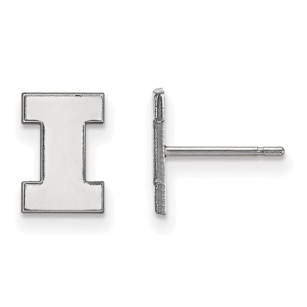 14k White Gold University of Illinois XS (Tiny) 'I' Post Earrings, Item E15905 by The Black Bow Jewelry Co.