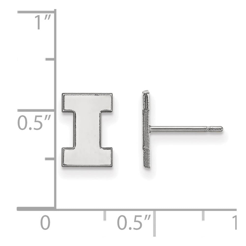 Alternate view of the 14k White Gold University of Illinois XS (Tiny) 'I' Post Earrings by The Black Bow Jewelry Co.