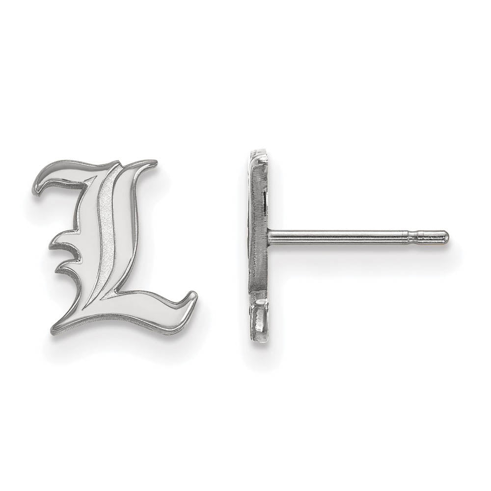 14k White Gold University of Louisville XS (Tiny) Post Earrings, Item E15908 by The Black Bow Jewelry Co.