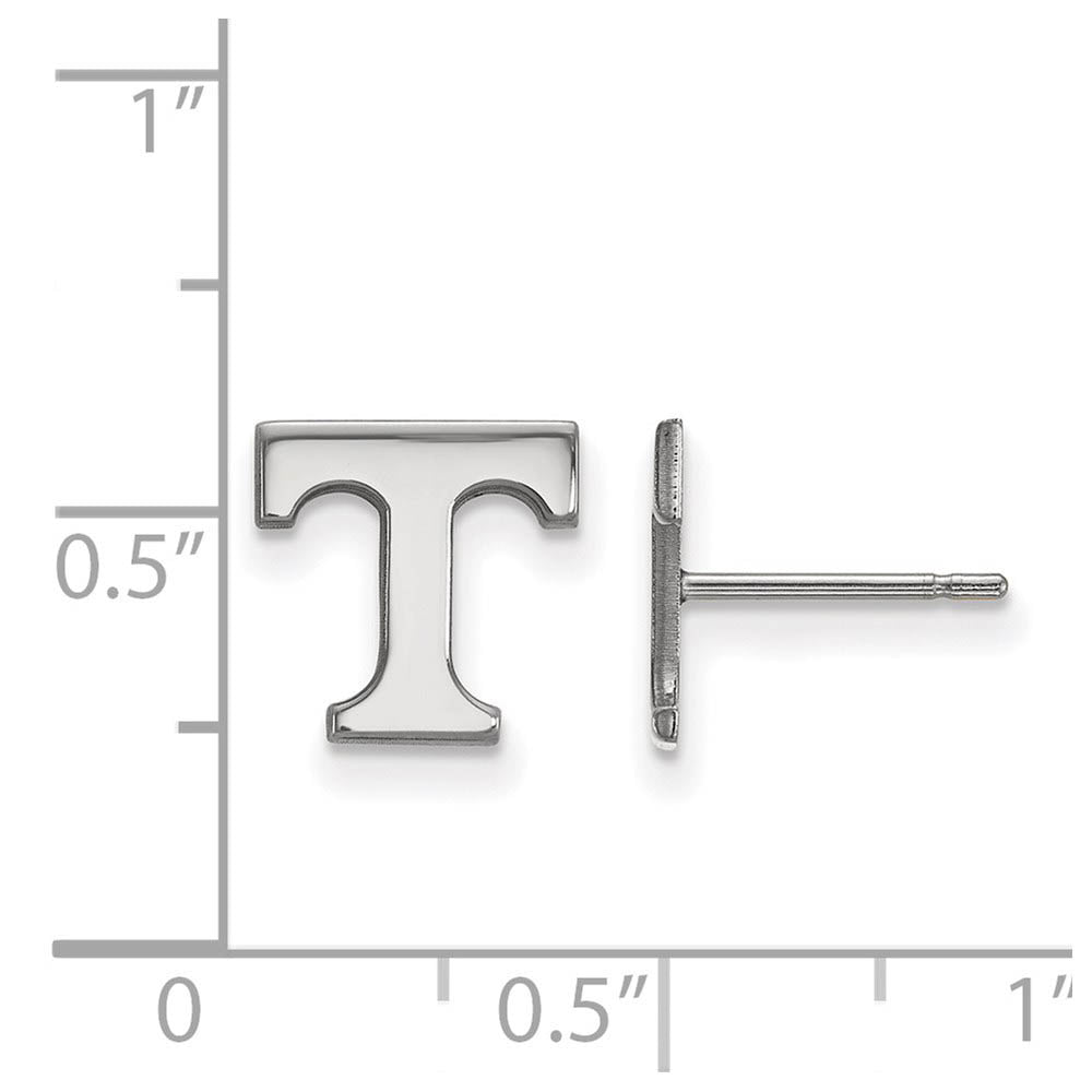 Alternate view of the 14k White Gold University of Tennessee XS (Tiny) 'T' Post Earrings by The Black Bow Jewelry Co.