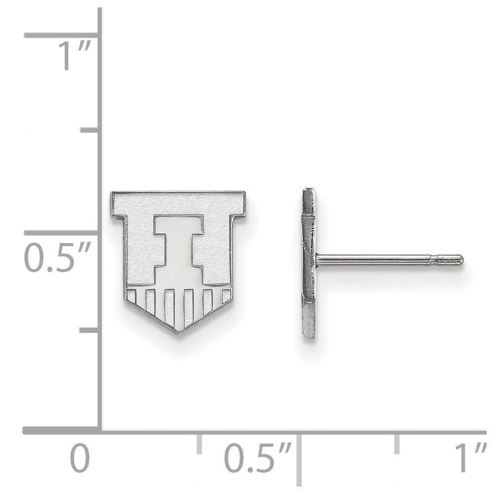 Alternate view of the 14k White Gold University of Illinois XS (Tiny) Post Earrings by The Black Bow Jewelry Co.