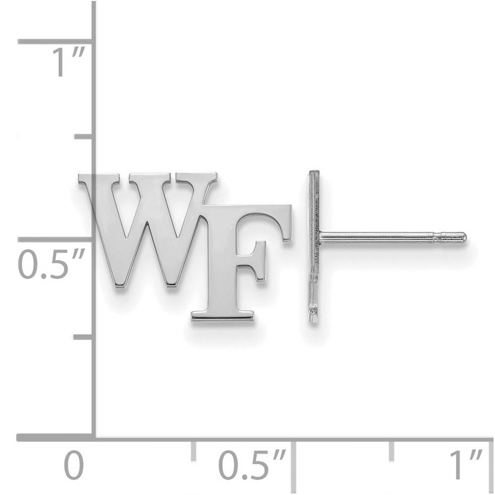 Alternate view of the 14k White Gold Wake Forest University XS (Tiny) Post Earrings by The Black Bow Jewelry Co.