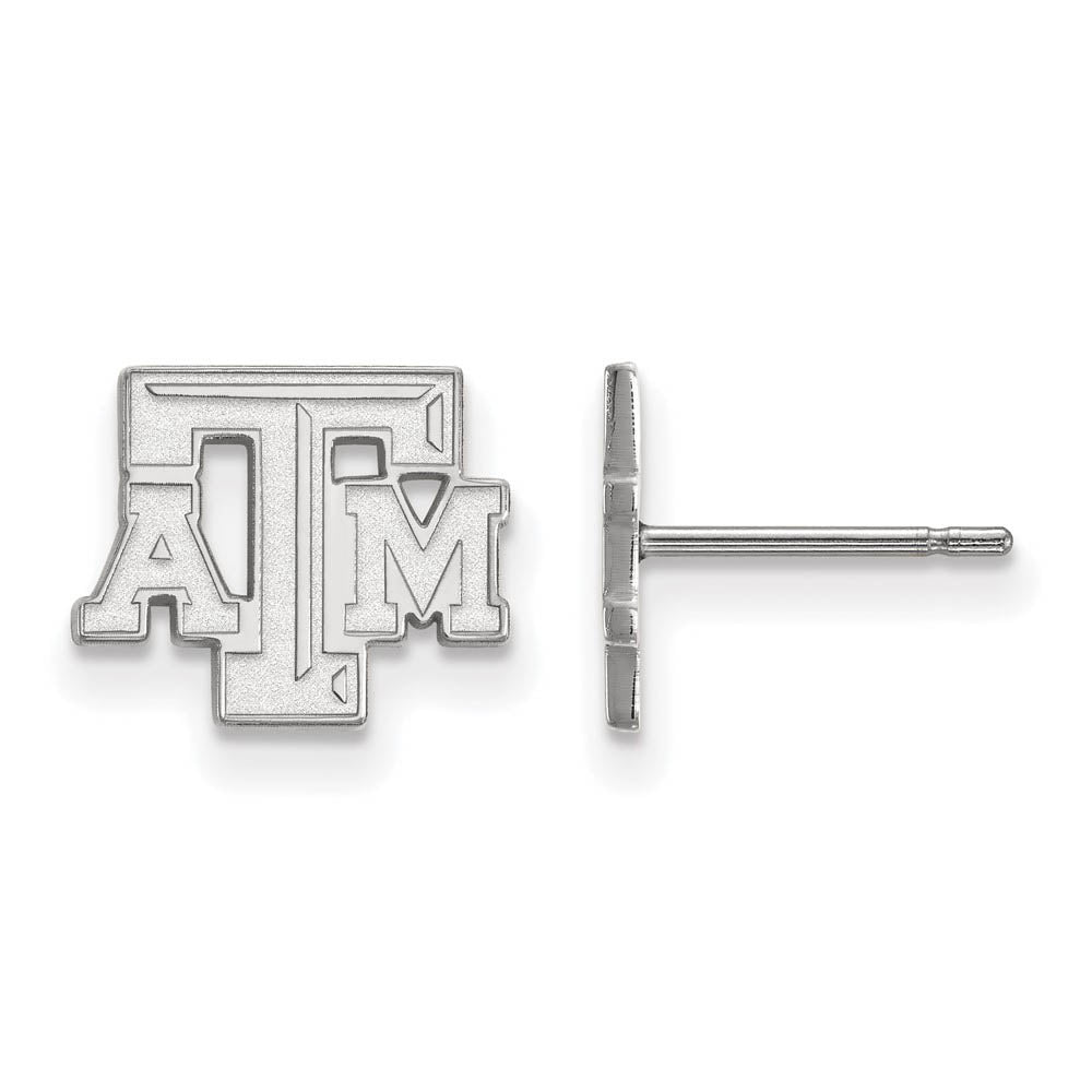 14k White Gold Texas A&M University XS (Tiny) 'ATM' Post Earrings, Item E15963 by The Black Bow Jewelry Co.