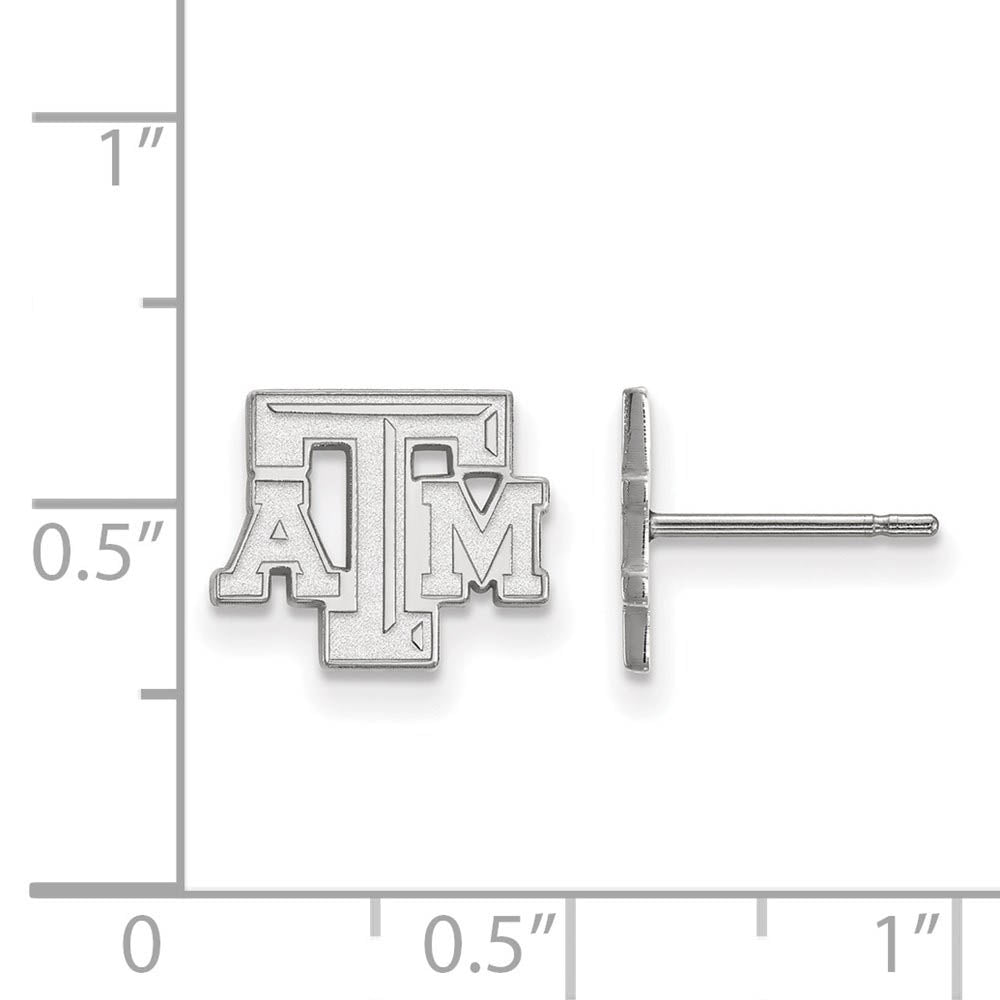 Alternate view of the 14k White Gold Texas A&M University XS (Tiny) 'ATM' Post Earrings by The Black Bow Jewelry Co.