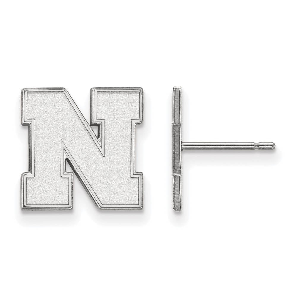 14k White Gold University of Nebraska Small Post Earrings, Item E15966 by The Black Bow Jewelry Co.