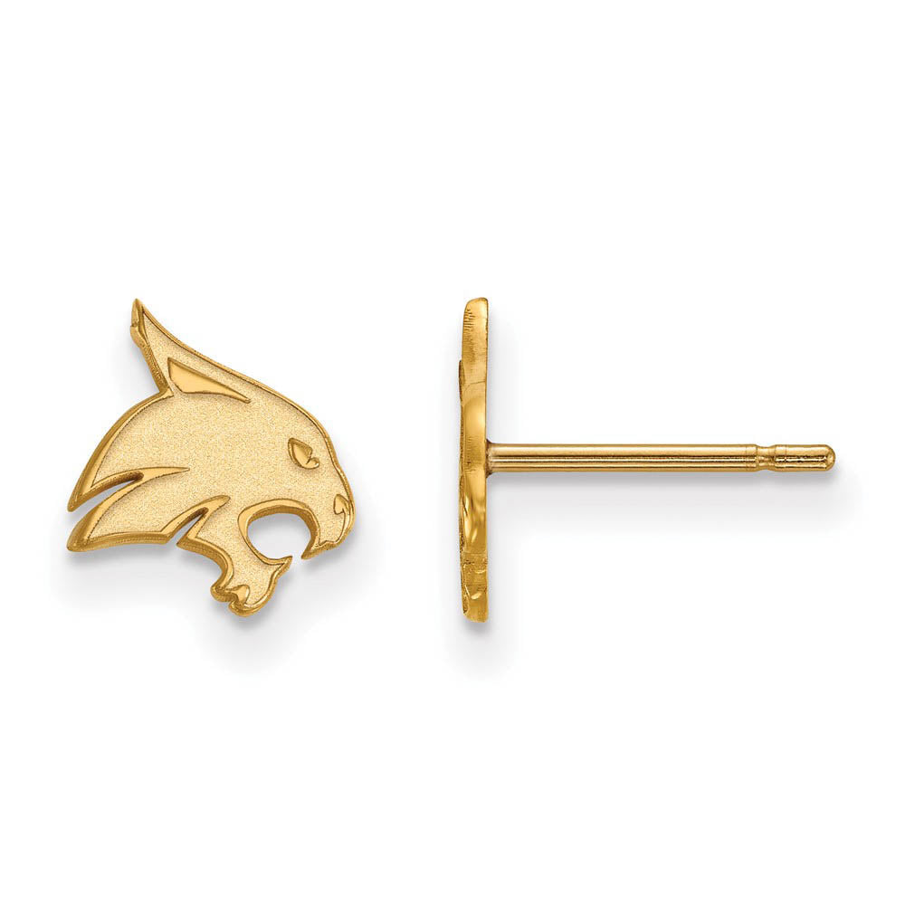 14k Yellow Gold Texas State University XS (Tiny) Post Earrings, Item E15992 by The Black Bow Jewelry Co.