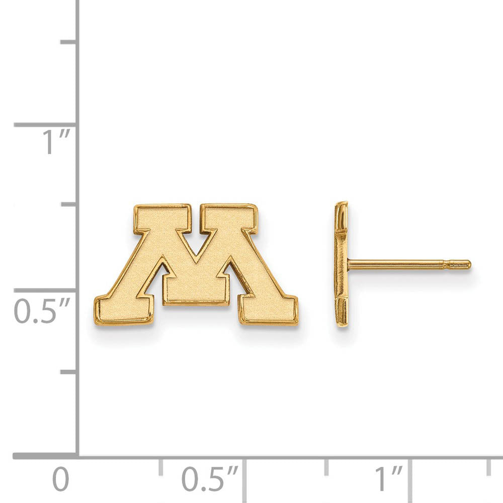 Alternate view of the 14k Yellow Gold University of Minnesota XS (Tiny) Post Earrings by The Black Bow Jewelry Co.