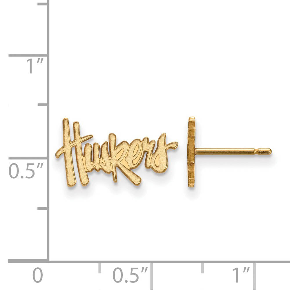 Alternate view of the 14k Yellow Gold University of Nebraska XS 'Huskers' Post Earrings by The Black Bow Jewelry Co.