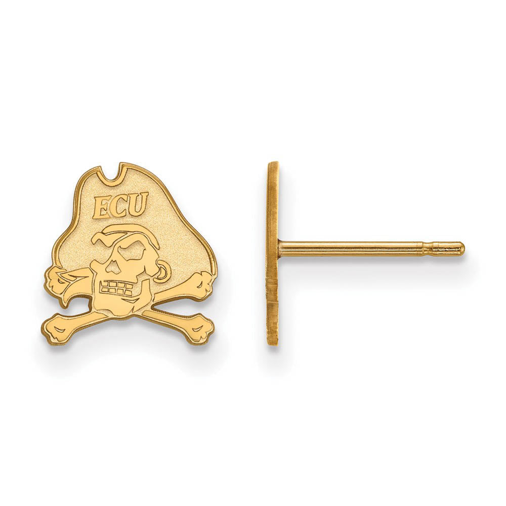 14k Yellow Gold East Carolina University XS (Tiny) Post Earrings, Item E16012 by The Black Bow Jewelry Co.