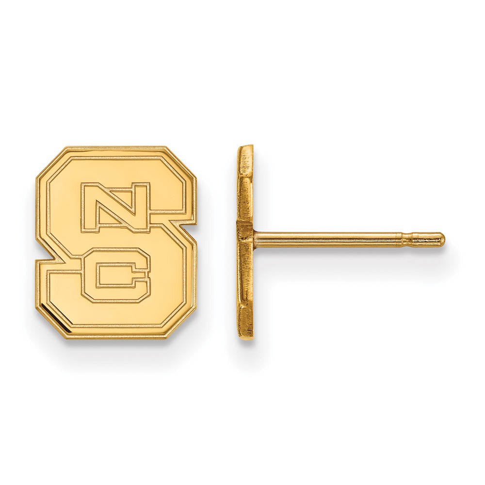 14k Yellow Gold North Carolina State XS (Tiny) 'NCS' Post Earrings, Item E16019 by The Black Bow Jewelry Co.