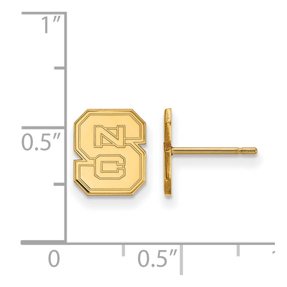 Alternate view of the 14k Yellow Gold North Carolina State XS (Tiny) 'NCS' Post Earrings by The Black Bow Jewelry Co.