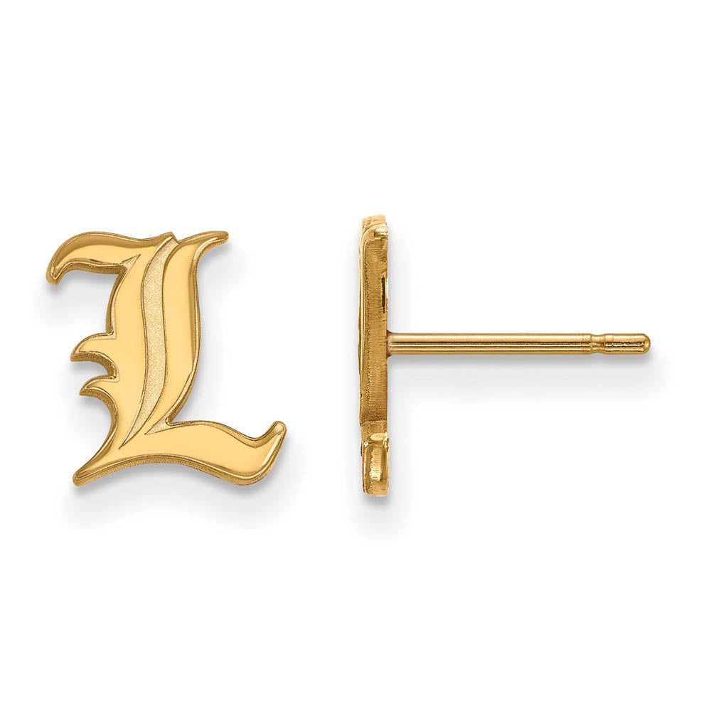 14k Yellow Gold University of Louisville XS (Tiny) Post Earrings, Item E16031 by The Black Bow Jewelry Co.
