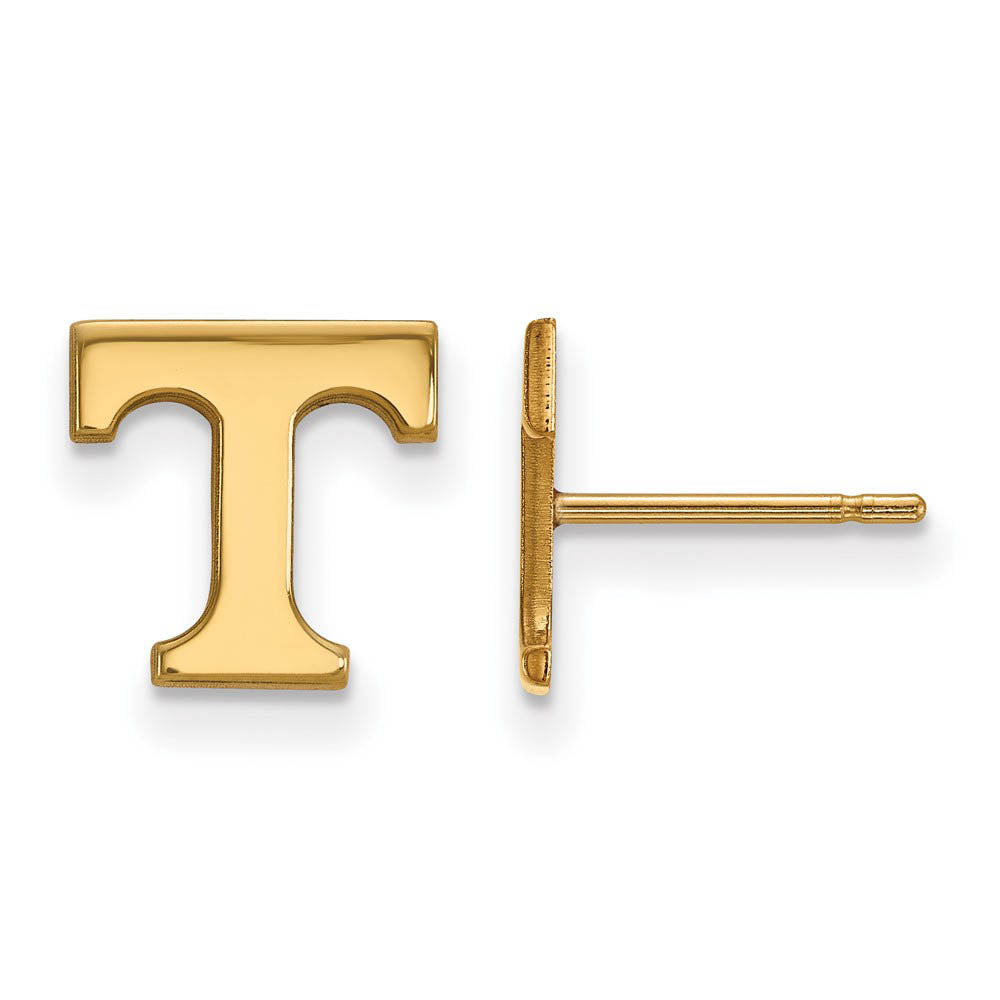 14k Yellow Gold University of Tennessee XS (Tiny) 'T' Post Earrings, Item E16039 by The Black Bow Jewelry Co.