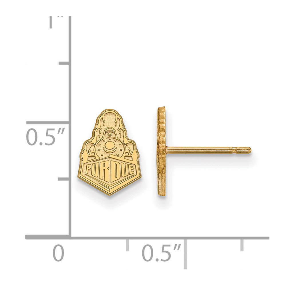 Alternate view of the 14k Yellow Gold Purdue XS (Tiny) Post Earrings by The Black Bow Jewelry Co.