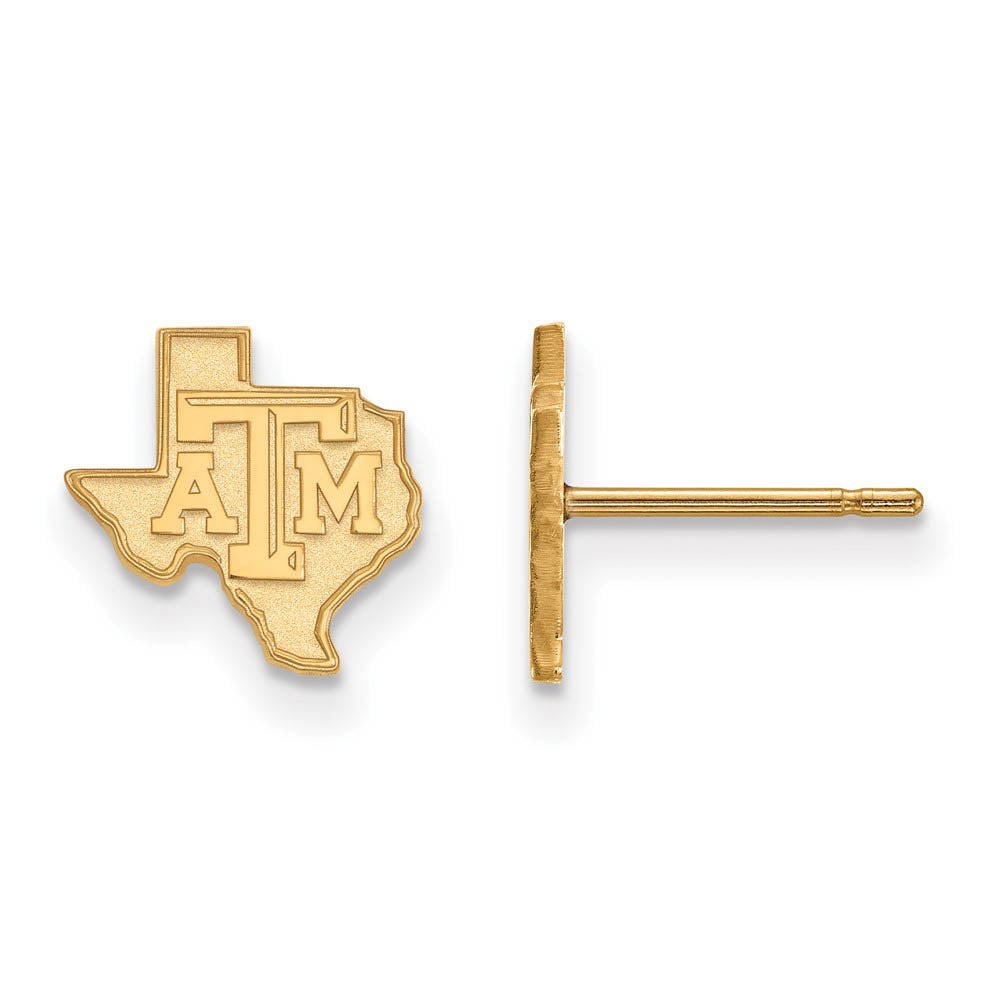 14k Yellow Gold Texas A&M University XS (Tiny) Logo Post Earrings, Item E16061 by The Black Bow Jewelry Co.