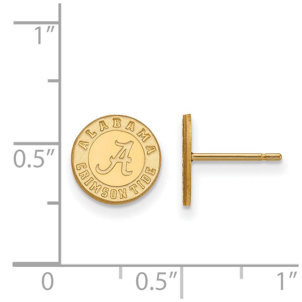 Alternate view of the 14k Yellow Gold University of Alabama XS (Tiny) Post Earrings by The Black Bow Jewelry Co.