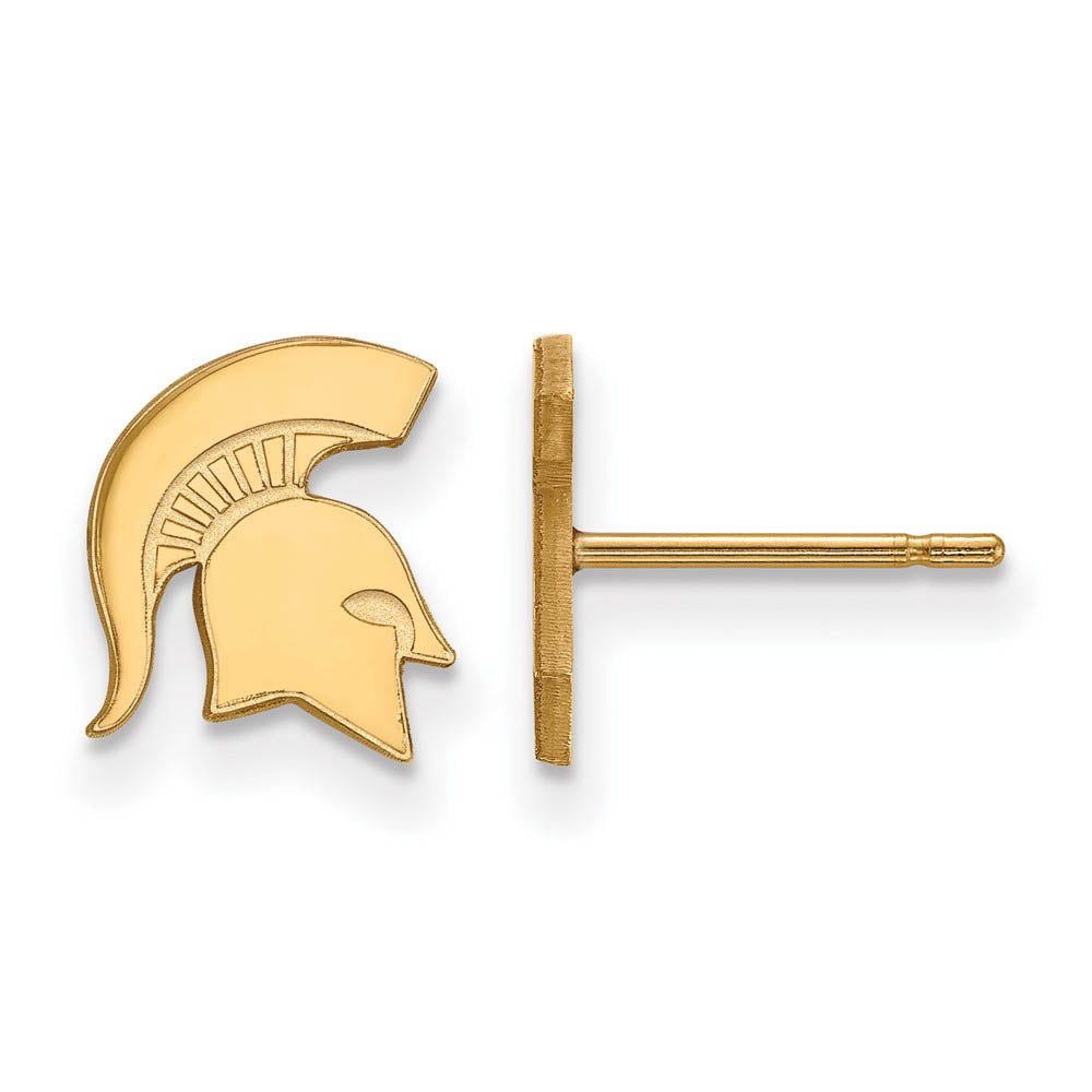 14k Yellow Gold Michigan State University XS (Tiny) Post Earrings, Item E16072 by The Black Bow Jewelry Co.
