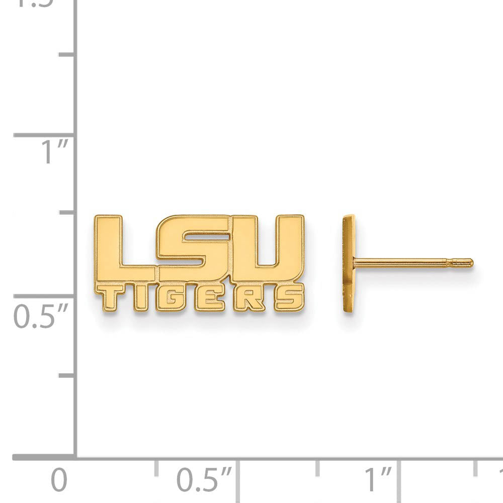 Alternate view of the 14k Yellow Gold Louisiana State University XS (Tiny) Post Earrings by The Black Bow Jewelry Co.