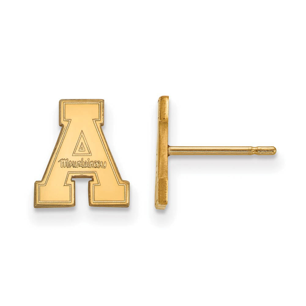 14k Gold Plated Silver Appalachian State XS (Tiny) Post Earrings, Item E16096 by The Black Bow Jewelry Co.