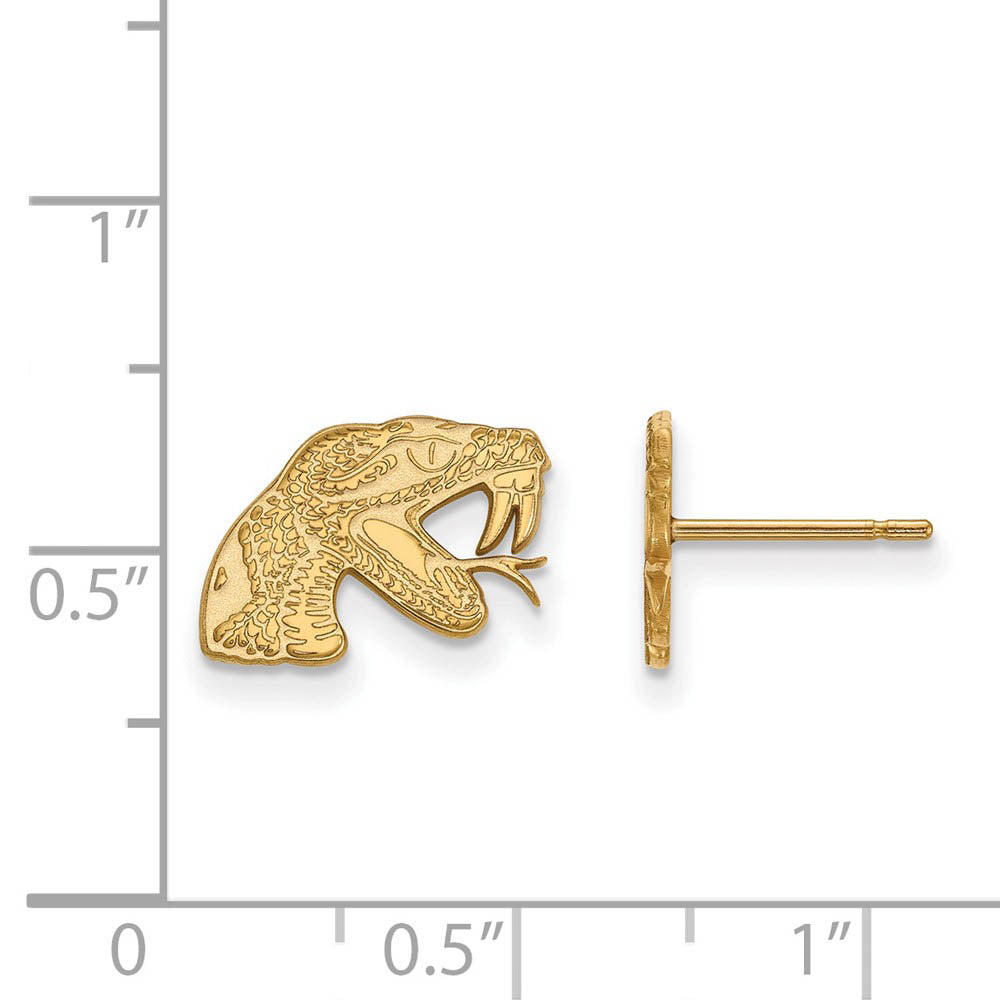 Alternate view of the 14k Gold Plated Silver Florida A&M University XS (Tiny) Post Earrings by The Black Bow Jewelry Co.