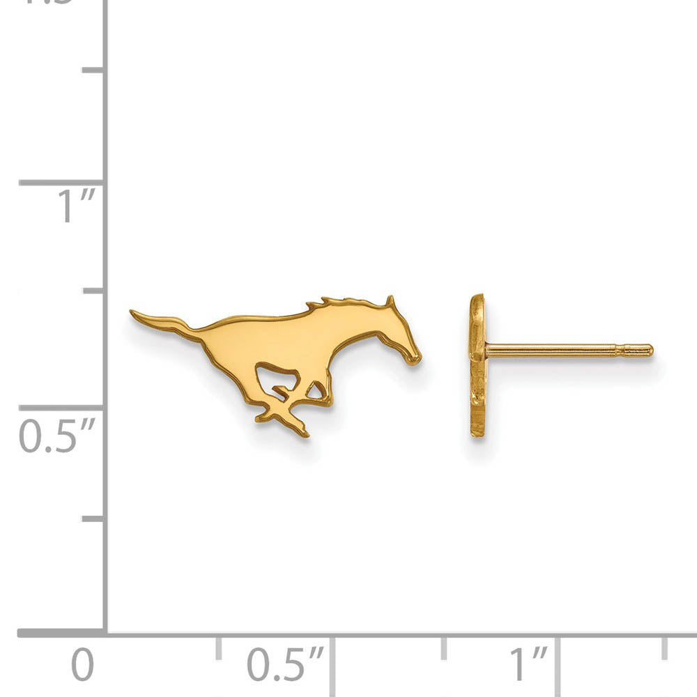 Alternate view of the 14K Gold Plated Silver Southern Methodist Univ. XS Tiny Post Earrings by The Black Bow Jewelry Co.