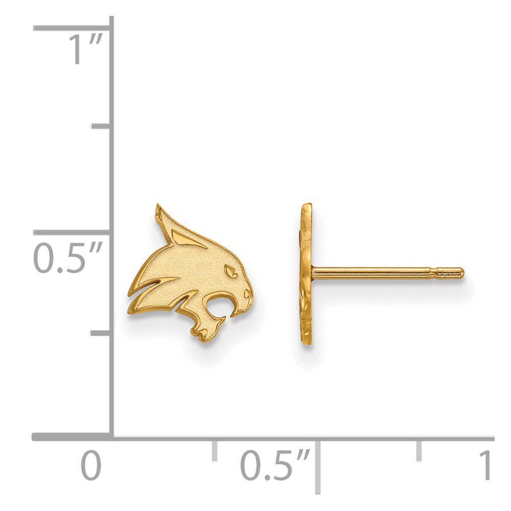 Alternate view of the 14k Gold Plated Silver Texas State University XS (Tiny) Post Earrings by The Black Bow Jewelry Co.