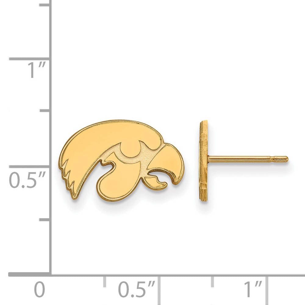 Alternate view of the 14k Gold Plated Silver Univ. of Iowa XS (Tiny) Post Earrings by The Black Bow Jewelry Co.