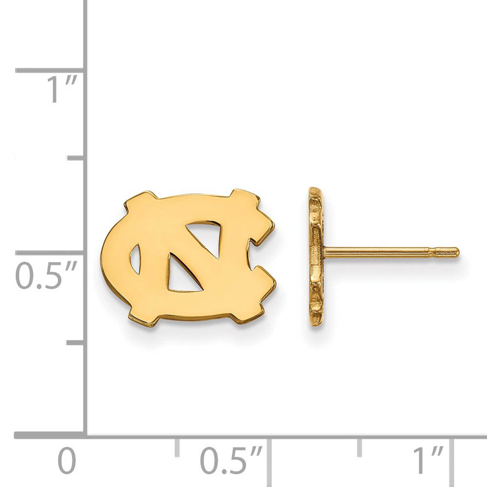 Alternate view of the 14k Gold Plated Silver U of North Carolina XS (Tiny) Post Earrings by The Black Bow Jewelry Co.