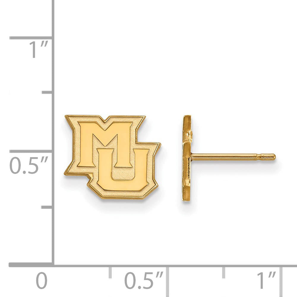 Alternate view of the 14k Gold Plated Silver Marquette University XS (Tiny) Post Earrings by The Black Bow Jewelry Co.