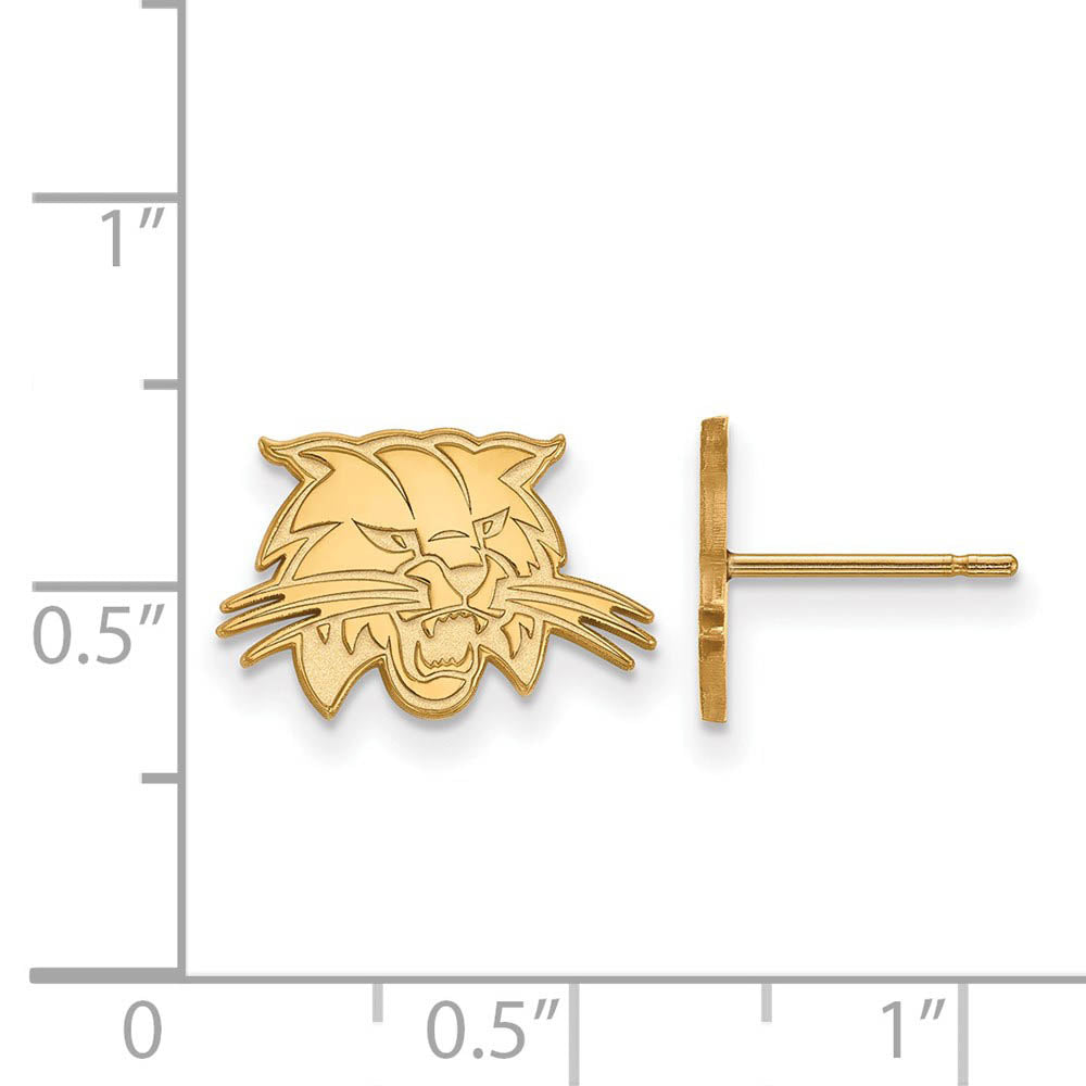 Alternate view of the 14k Gold Plated Silver Ohio University XS (Tiny) Post Earrings by The Black Bow Jewelry Co.