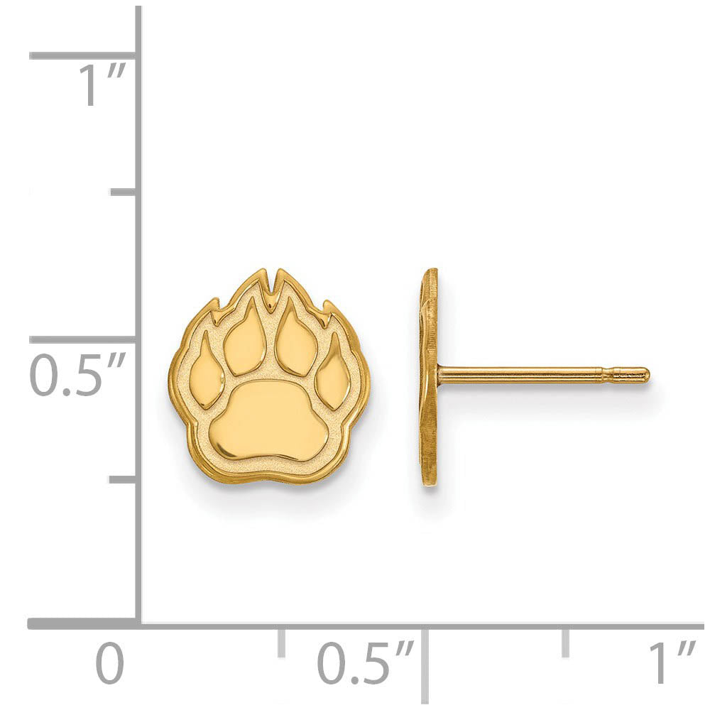 Alternate view of the 14k Gold Plated Silver Northern Illinois University Post Earrings by The Black Bow Jewelry Co.