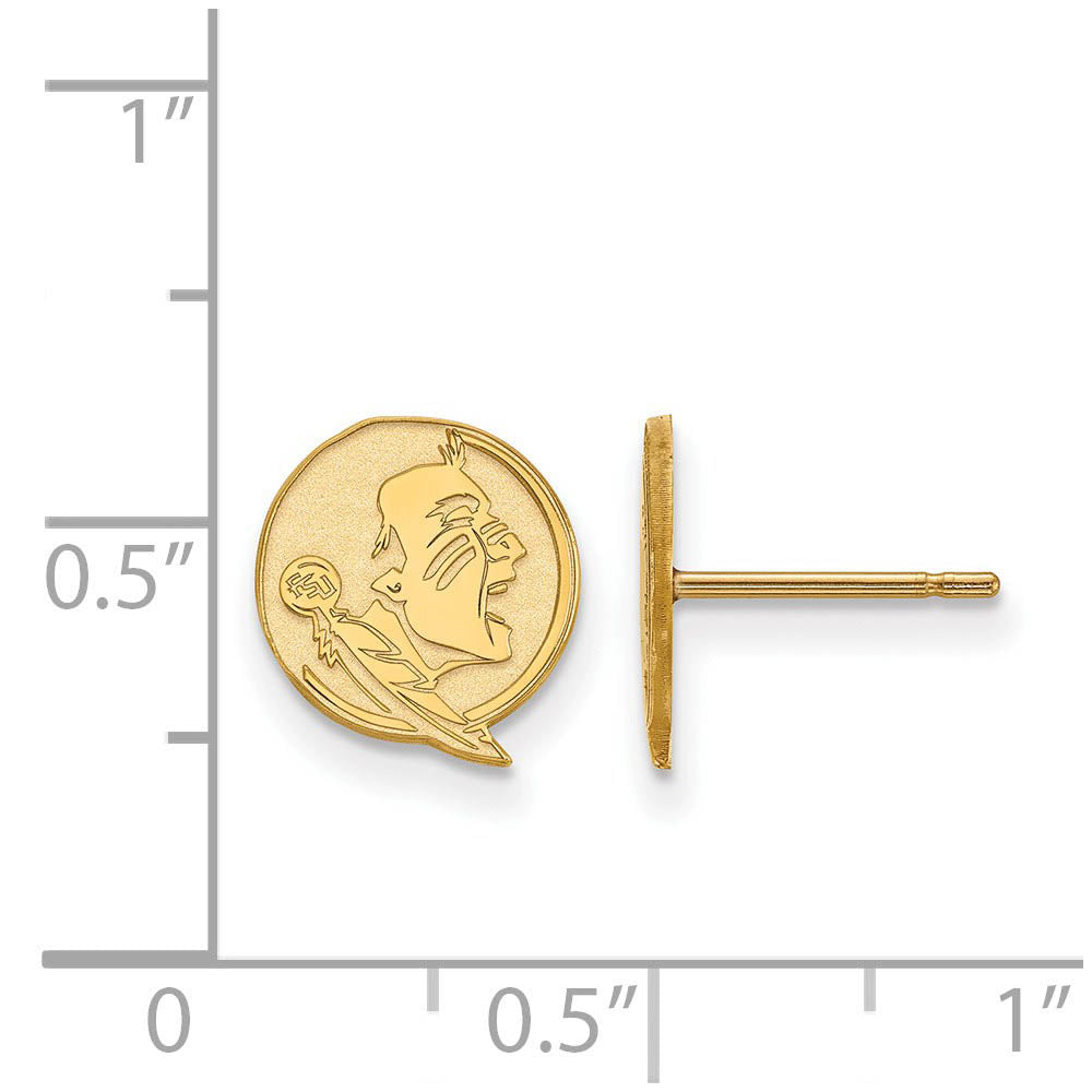Alternate view of the 14k Gold Plated Silver Florida State Univ. XS Post Earrings by The Black Bow Jewelry Co.