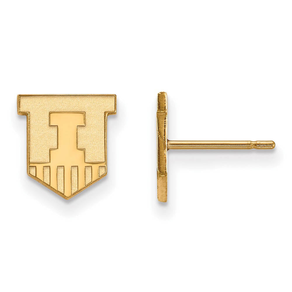 14k Gold Plated Silver University of Illinois XS (Tiny) Post Earrings, Item E16214 by The Black Bow Jewelry Co.