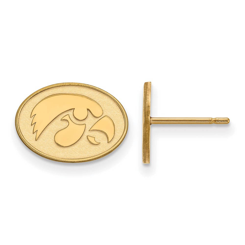 14k Gold Plated Silver Univ. of Iowa XS Post Earrings, Item E16223 by The Black Bow Jewelry Co.