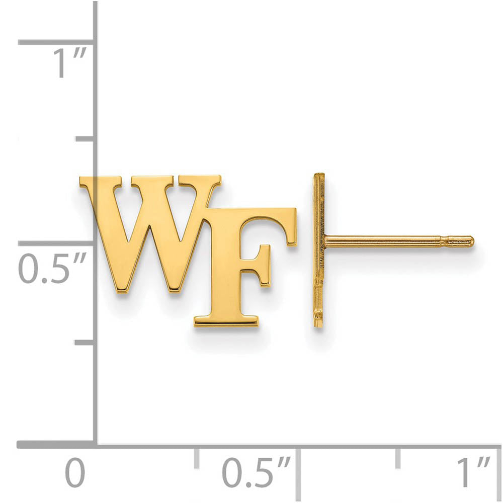Alternate view of the 14k Gold Plated Silver Wake Forest Univ. XS (Tiny) Post Earrings by The Black Bow Jewelry Co.