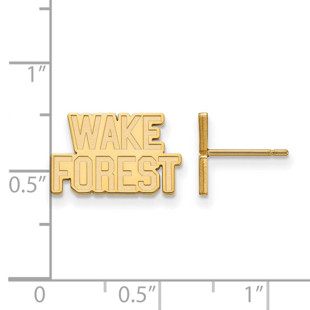 Alternate view of the 14k Gold Plated Silver Wake Forest University XS (Tiny) Post Earrings by The Black Bow Jewelry Co.