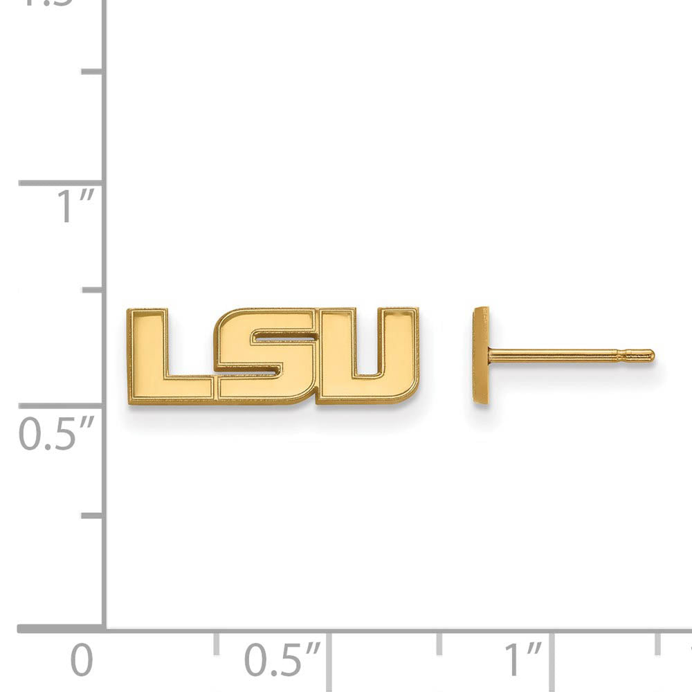 Alternate view of the 14k Gold Plated Silver Louisiana State Univ. XS (Tiny) Post Earrings by The Black Bow Jewelry Co.