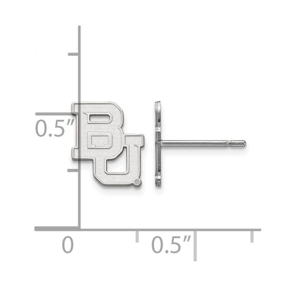 Alternate view of the Sterling Silver Baylor University XS (Tiny) 'BU' Post Earrings by The Black Bow Jewelry Co.
